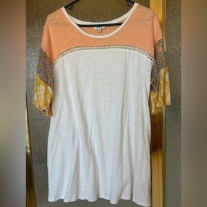 Umgee Peach and White Tunic dress